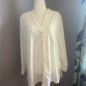 Chico's White Blouse with Relaxed Fit and Side Slit